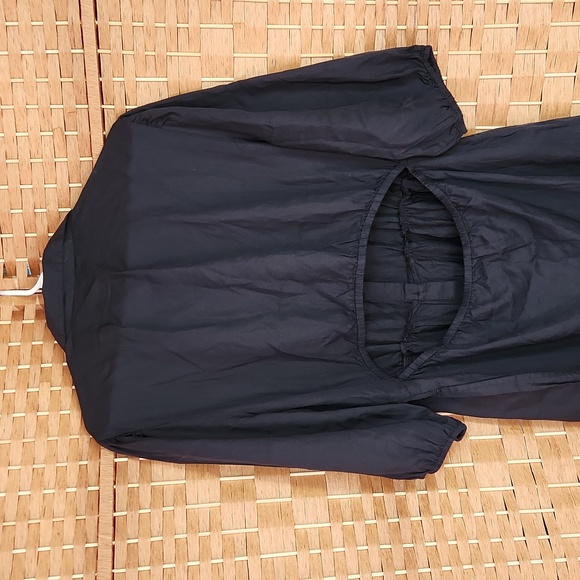 The Drop, Fall, Spring Black V-Neck Poplin, Prarie Shortsleeve Midi Dress Sz XXL - Picture 6 of 11